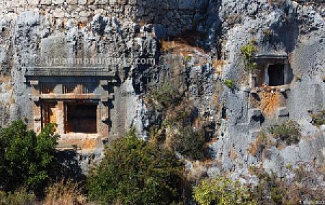 Small Temple Style Rock Cut Tombs, Antalya fotoğrafı