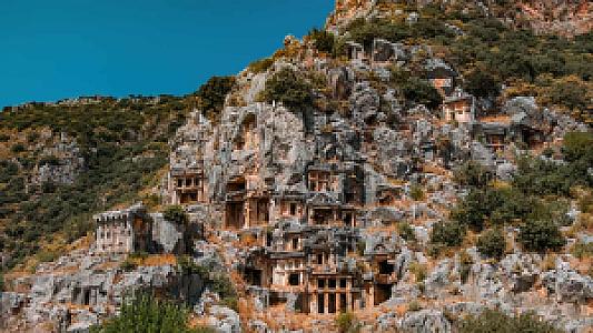 Small Temple Style Rock Cut Tombs, Antalya fotoğrafı